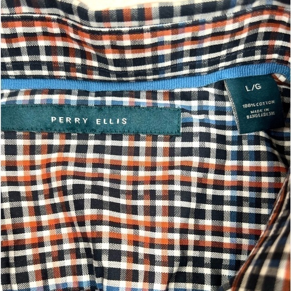 PERRY ELLIS Men's Slim Fit Stretch Multi-Color Long Sleeve Button Shirt‎ Size L - Picture 4 of 10